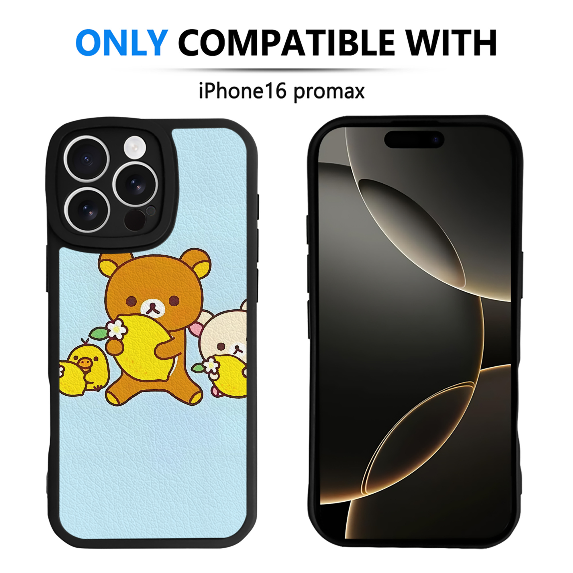 （画像用） リラックマ リラックマ キイロイトリ Rilakkuma Korilakkuma Kiiroitori 【iPhone 16シリーズ対応】シリコンスマホケース（レザー調） 材質：シリコン